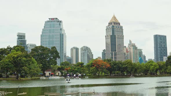 corporate buildings in the business district of the city. business center in Bangkok