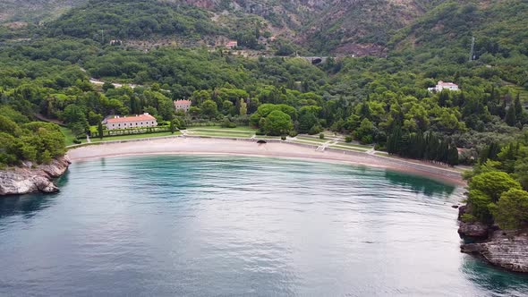 Aerial Cozy Harbor with Clean Cerulean Water