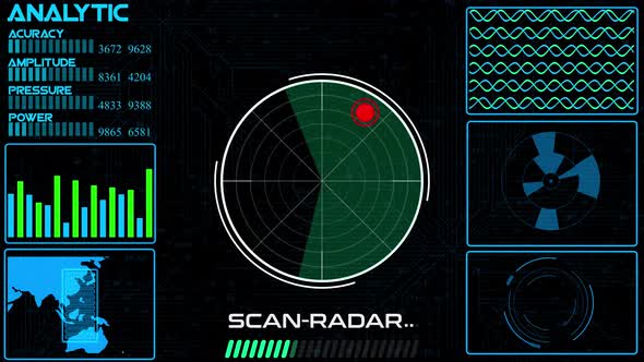 Technology radar HUD motion background. Vd 67