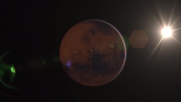 Mars Planet Rotating in the Outer