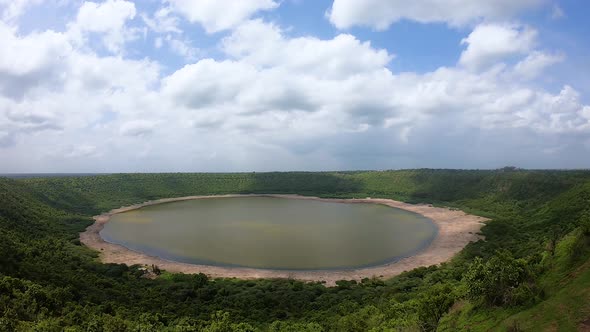 Lonar crater timelapse meterotic impact saline alkaline lake