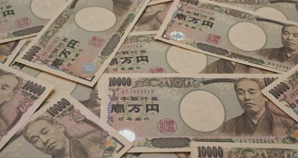 Stack of the Japanese banknote