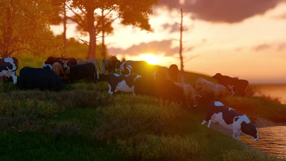 Cows At Sunset