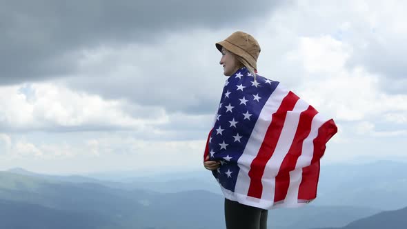 Female with American Flag