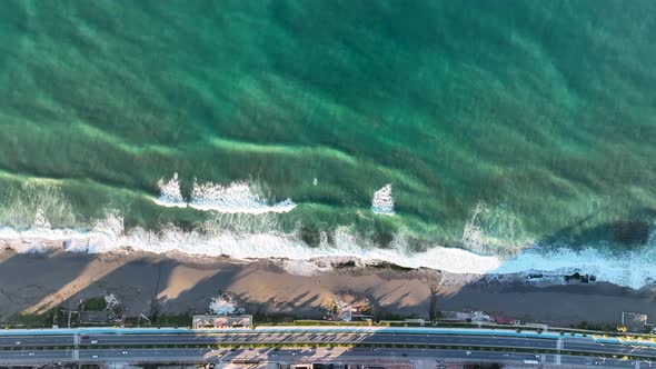 Sea at dawn aerial view Turkey Alanya