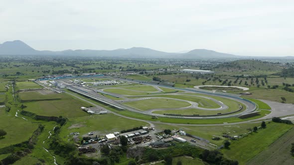 Aerial view of racing circuit Internacional Miguel E. Abed, racing track located in Amozoc, Puebla