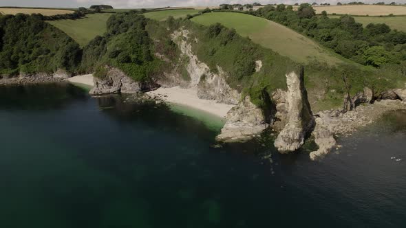 Sandy Beach Cove Cornwall South Coast St Austell Bay Aerial View