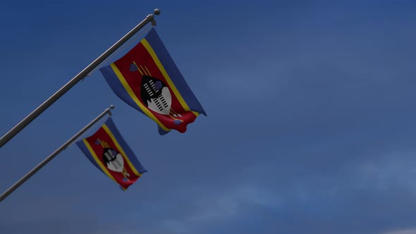 Eswatini Flags In The Blue Sky - 2K