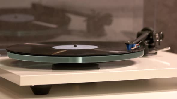 Vinyl Record on a Turntable Record Player
