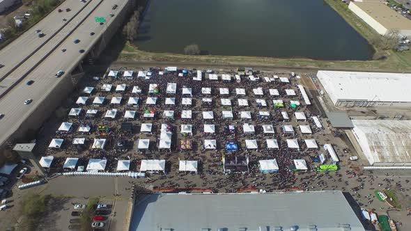 Aerial view of Crowd at Denver 420 Festival.