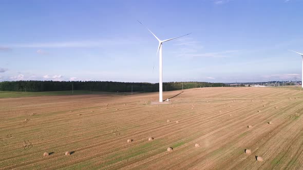 Wind Power Station. Aerial View. Wonderful Landscape Shot