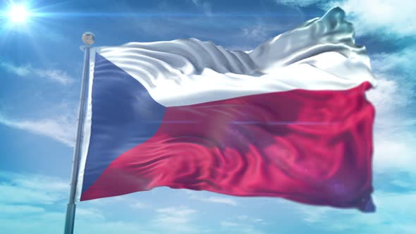 4K 3D Czech Republic Flag