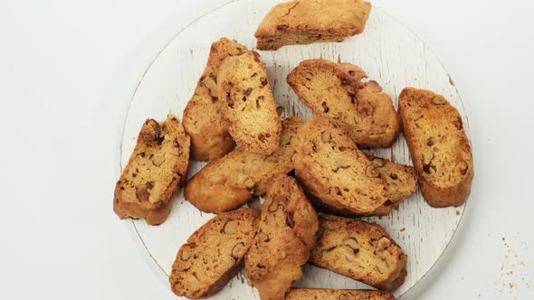 baked piece Italian almond biscotti, cantuccini cookies