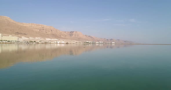 Aerial view of Dead Sea shoreline in Negev, Israel.