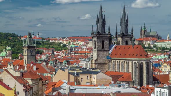 View From the Height Powder Tower in Prague Timelapse