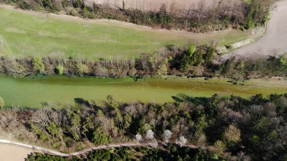 Drone Video of an River and an Waterplant