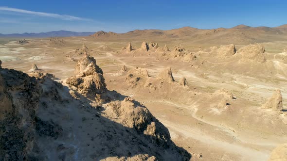 Aerial  Shot of Enormous Tufas Within Dry Lake Bed