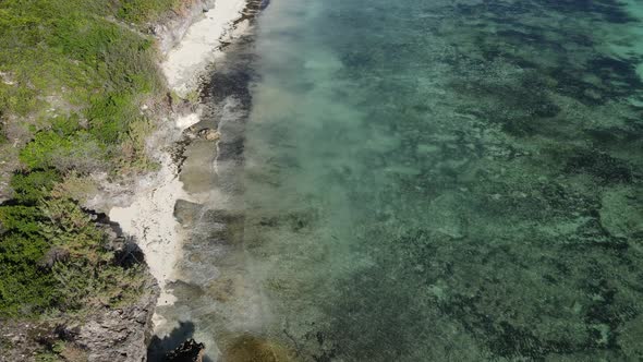 Zanzibar Tanzania  Aerial View of the Ocean Near the Shore of the Island Slow Motion