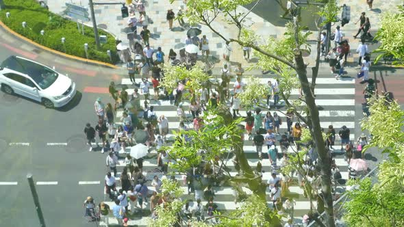 A crowd of people walking in Harajuku Tokyo, Japan.