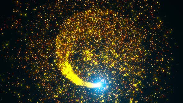 Golden Ring with Sparkles and Particles