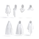 White Muslim Head Dress Set - 7 islamic traditional woman headwear - 3DOcean Item for Sale