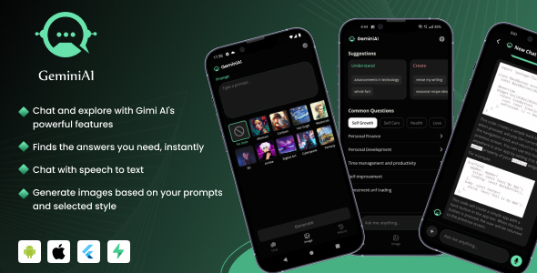 Gemini AI - Content and Image Generator Bot Flutter Application