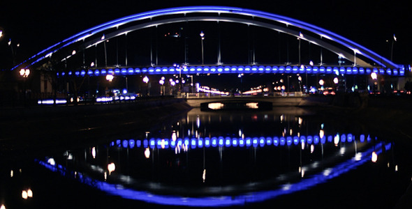 Modern Bridge Lights Reflection On Water