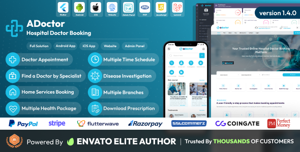 ADoctor – Hospital Doctor Booking Android and iOS App | Website | Admin Panel