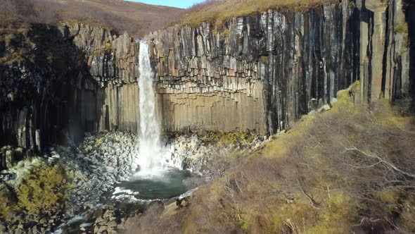 Approaching to Svartifoss waterfall in Iceland