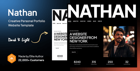 Nathan – Creative Personal Portfolio Website Template – 0 Sold!