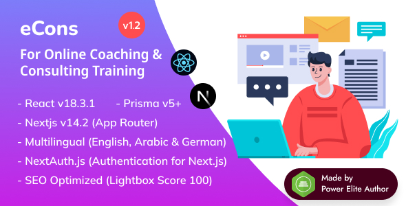 eCons – Online Coaching & Consulting React Next.js 14+ LMS System