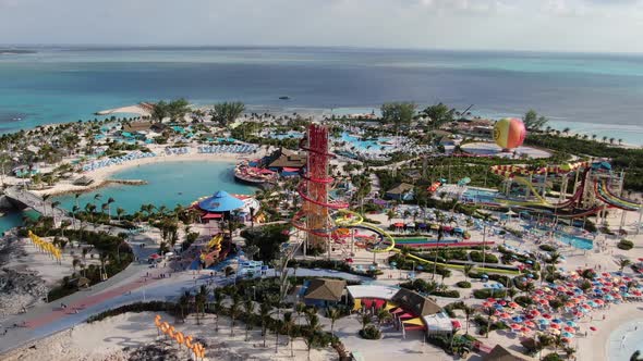Aerial view of CocoCay Bahamas island