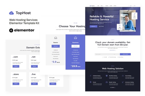 TopHost - Web Hosting Services Elementor Template Kit