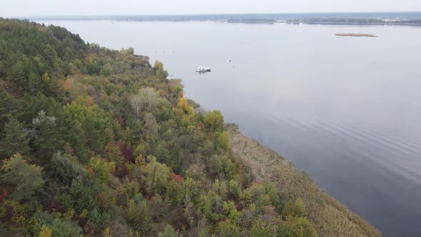 Aerial View of the Dnipro River - the Main River of Ukraine