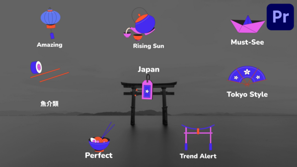 Japan Style Icons And Titles for Premiere Pro