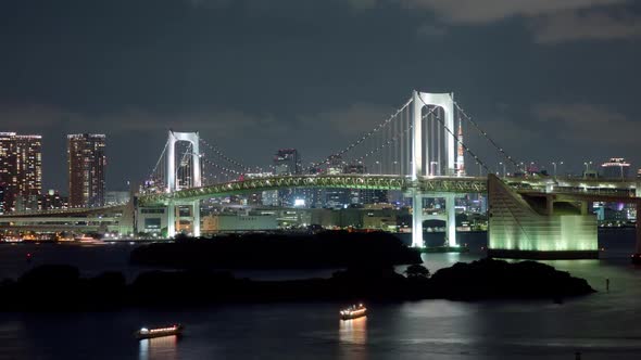 Night Time Lapse Tokyo Rainbow Bridge