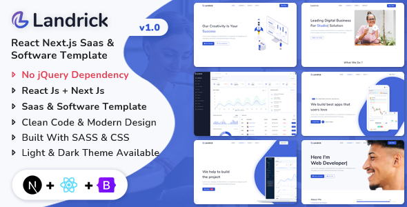 Landrick – Next Js Saas & Software Landing Template – 0 Sold!