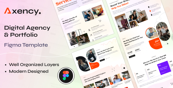 Axency – Digital Agency & Portfolio Figma Template – 0 Sold!