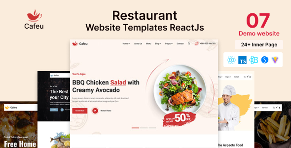 Restaurant Website Template ReactJs - Cafeu