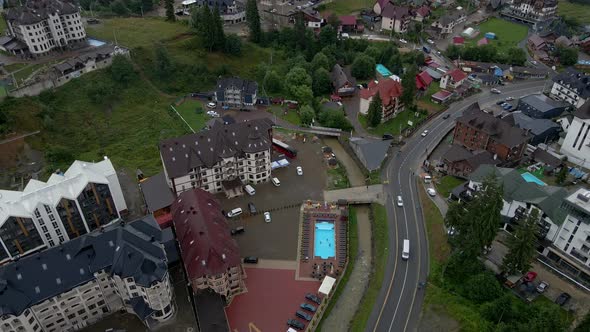 Aerial View of Bukovel in Carpathian Mountains