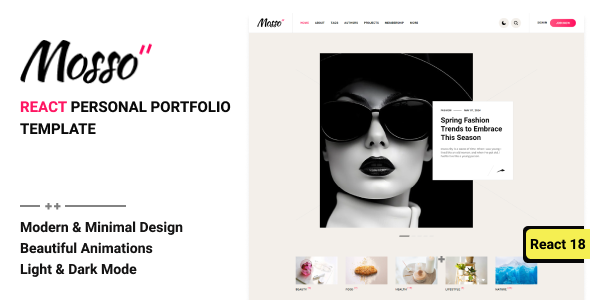 Mosso – React Js Personal Portfolio Template – 0 Sold!