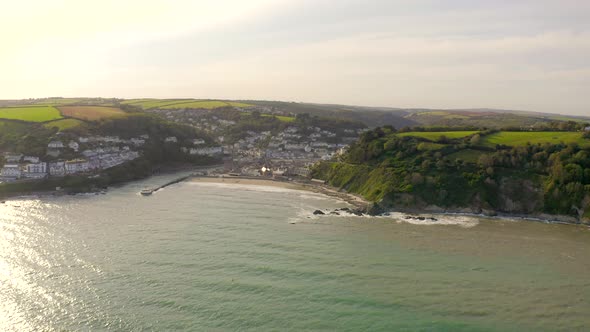 The Coastal Town of Looe in Cornwall UK Seen From The Air in the Summer