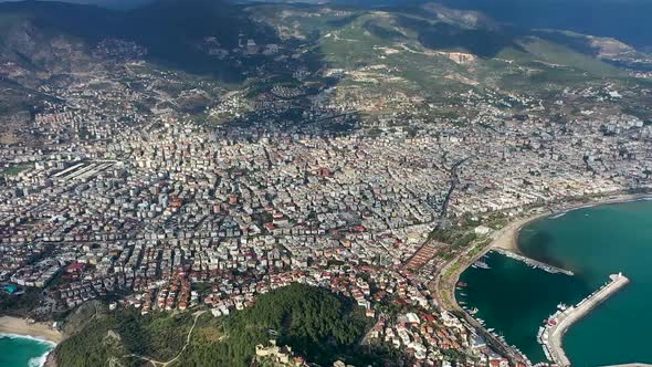 Sunny Day in Warm Alanya Aerial View