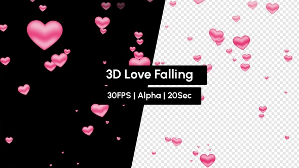 3D Pink Love React Shape Emoji Falling