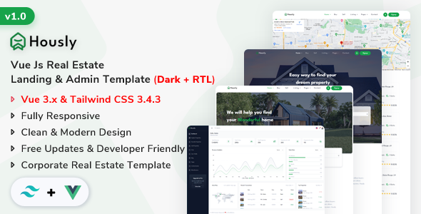 Hously – Vue 3 Real Estate Template + Admin Dashboard – 0 Sold!