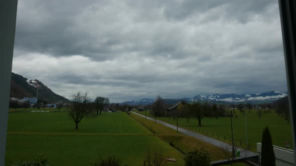 Timelapse shot of storm passing by in Switzerland.