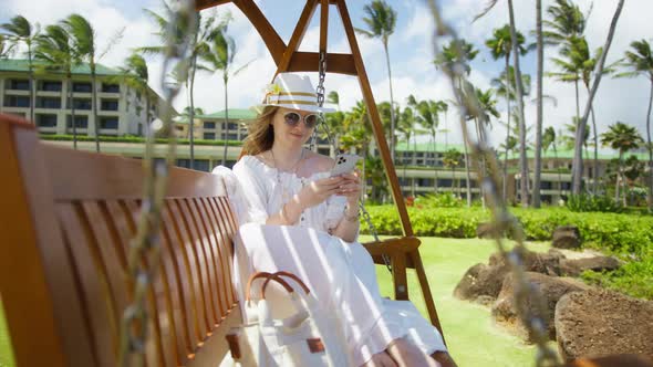 Authentic Shot Happy Carefree Smiling Woman Making Selfie Picture on Vacation 6K