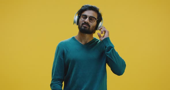 Young Man Listening Music