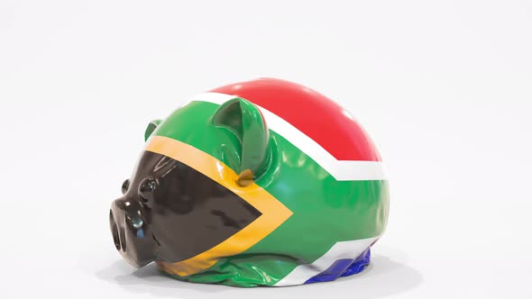 Deflating Inflatable Piggy Bank with Flag of South Africa