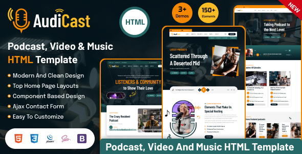 Audicast – Podcast, Video & Music HTML Template – 0 Sold!